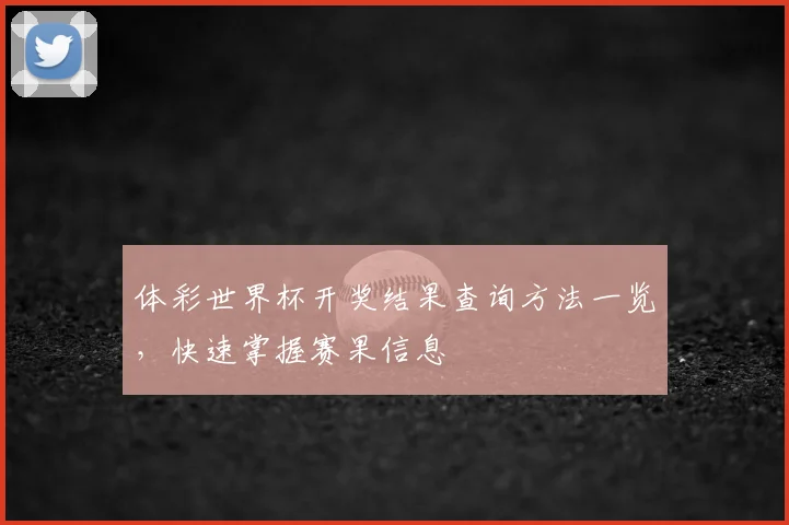 体彩世界杯开奖结果查询方法一览,快速掌握赛果信息